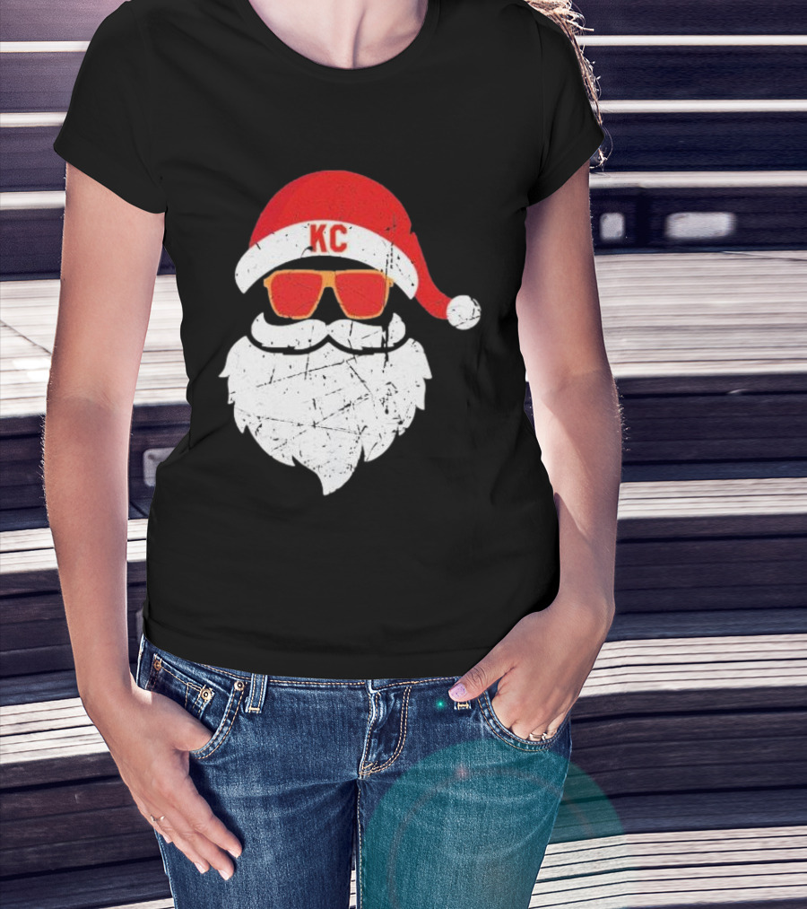 Kansas City Chiefs KC Santa Claus Christmas Holiday T-Shirt