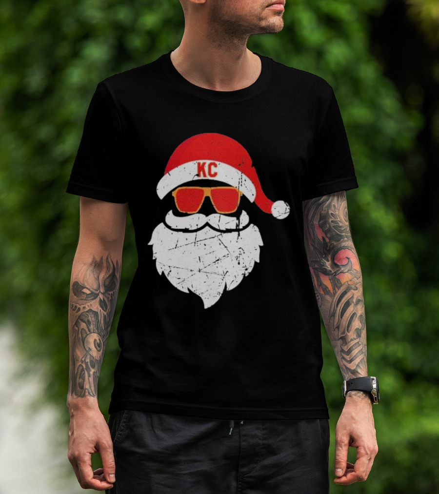 Kansas City Chiefs KC Santa Claus Christmas Holiday T-Shirt