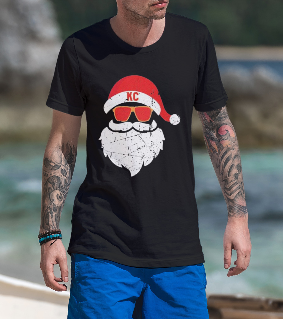 Kansas City Chiefs KC Santa Claus Christmas Holiday T-Shirt