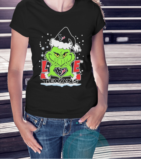 The Grinch Love Houston Texans Football Christmas T-Shirt