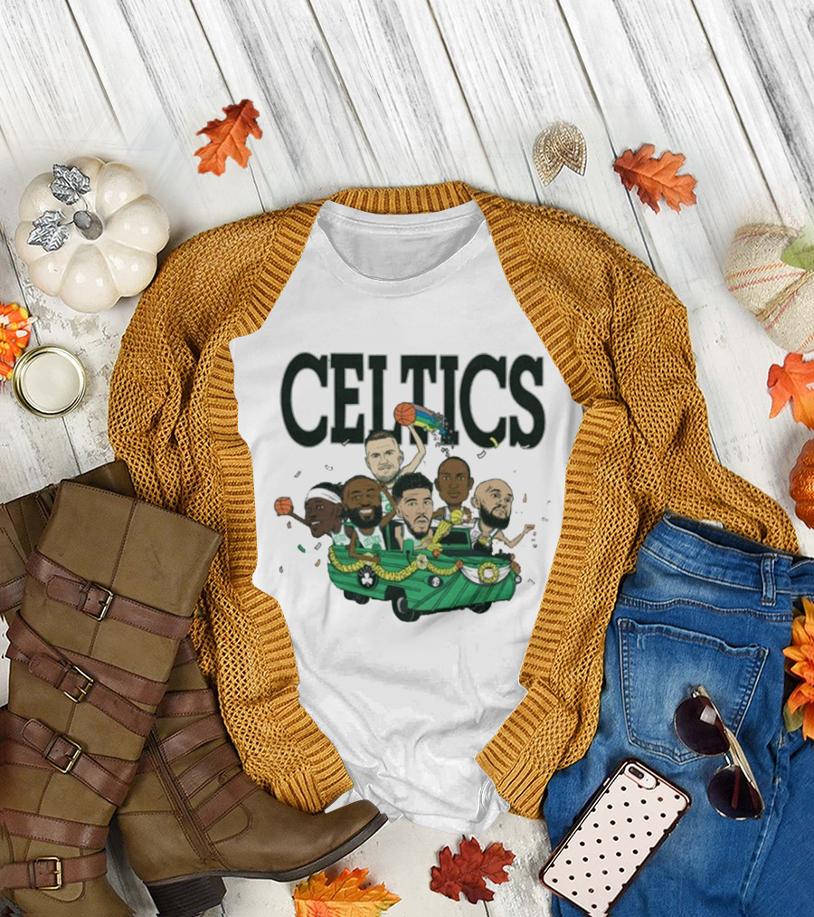 Celtics Basketball Team Cartoon Parade T-Shirt
