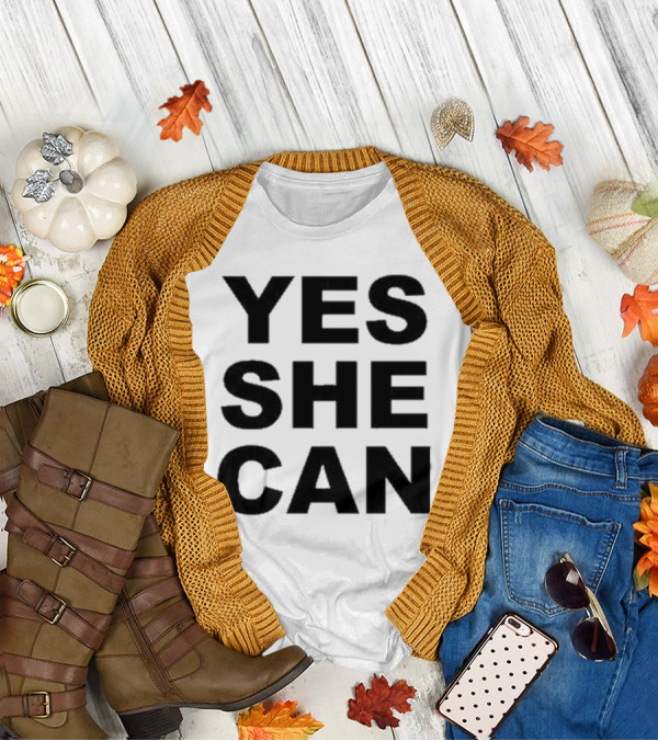 Yes She Can Empowerment Affirmation Oprah Winfrey Inspirational Message T-Shirt