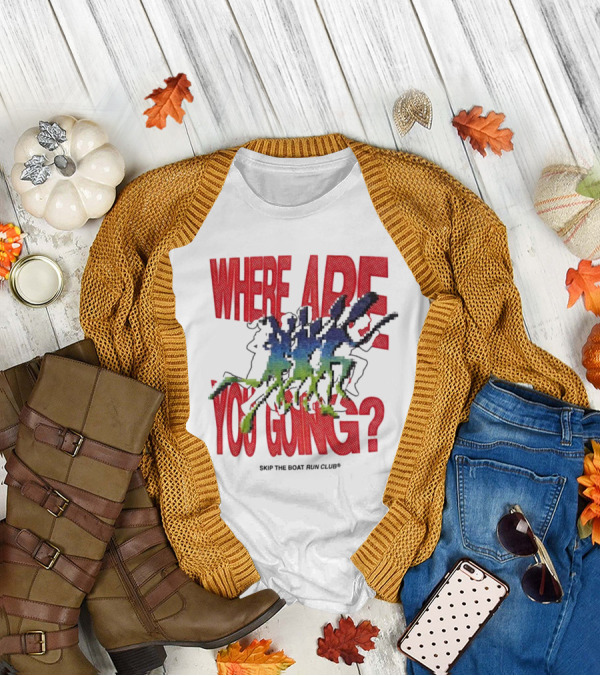 Skip The Boat Run Club Where Are You Going Pixelated Runners T-Shirt