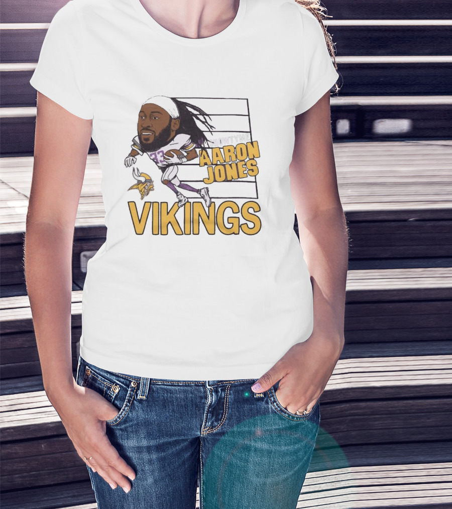 Vikings Showtyme Aaron Jones Football Cartoon Running T-Shirt