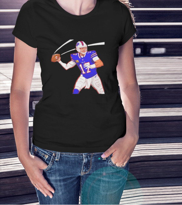 Josh Allen Buffalo Bills Victory Monday Cartoon Football Player T-Shirt