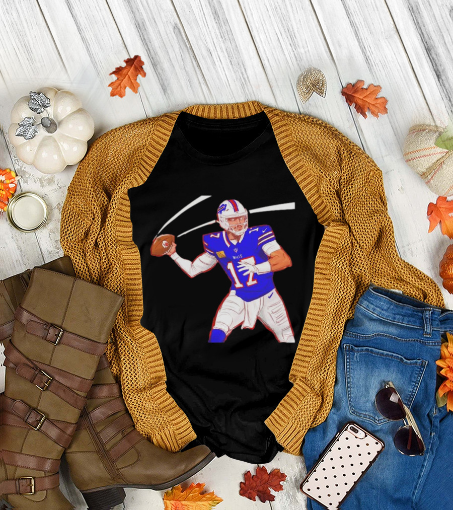 Josh Allen Buffalo Bills Victory Monday Cartoon Football Player T-Shirt