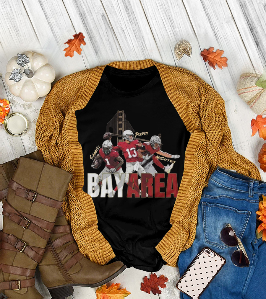 Sammel Purdy McCaffrey San Francisco 49ers Bay Area NFL Trio Football T-Shirt