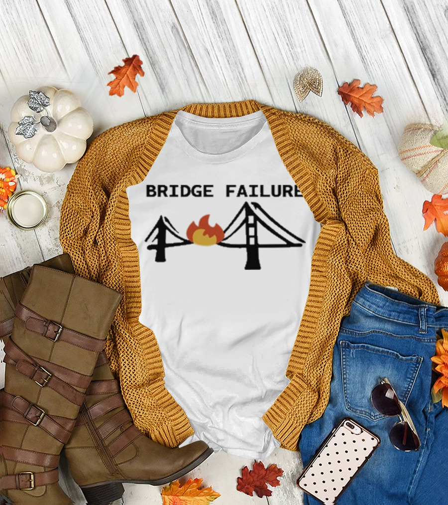 Bridge Failure Flaming Broken Bridge Collapse T-Shirt