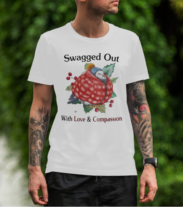 Swagged Out With Love And Compassion Pigeon In Cozy Jacket With Berries And Leaves T-Shirt