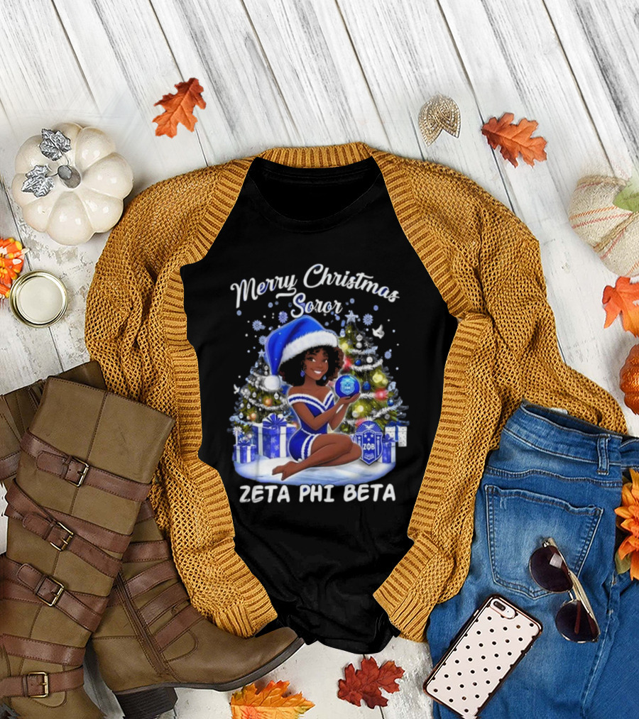 Merry Christmas Soror 2024 Zeta Phi Beta Holiday T-Shirt