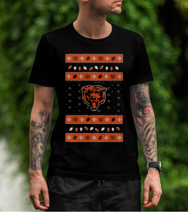 Chicago Bears Holiday Lights Ugly Sweater 2024 Christmas Football T-Shirt