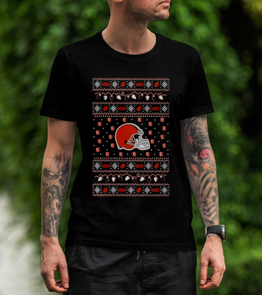 Cleveland Browns Holiday Lights Ugly Christmas T-Shirt