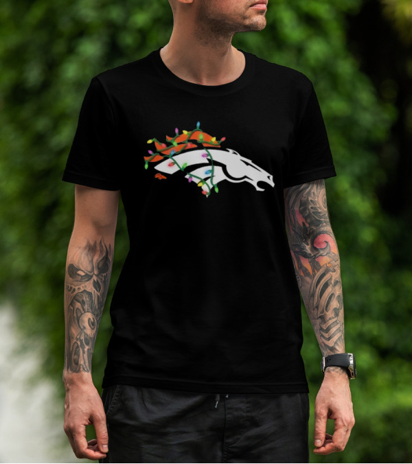Denver Broncos Holiday Lights Logo T-Shirt