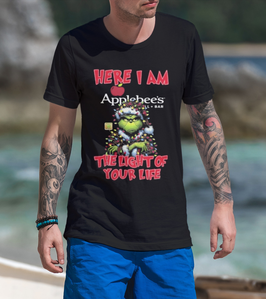 Here I Am Grinch Applebee’s The Light Of Your Life Christmas Light T-Shirt