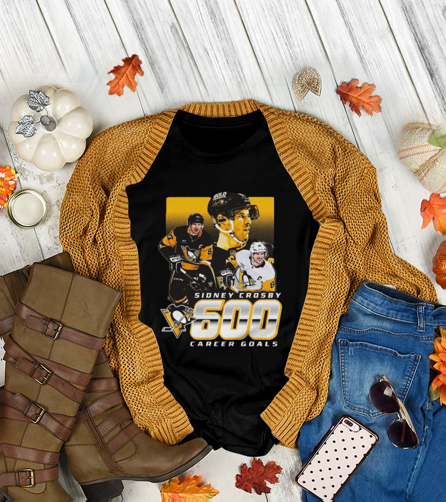 Sidney Crosby Pittsburgh Penguins 600 Career Goals NHL Achievement T-Shirt