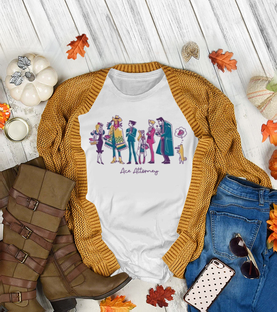 Ace Attorney Characters in Colorful Lawful Lunch Break Scene T-Shirt