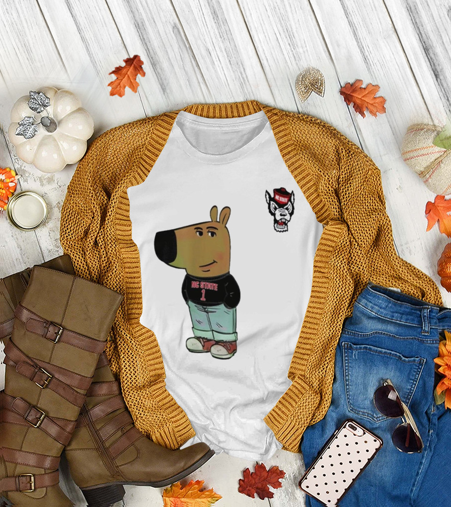 NC State Wolfpack Chill Guy Bear in Jersey and Jeans T-Shirt