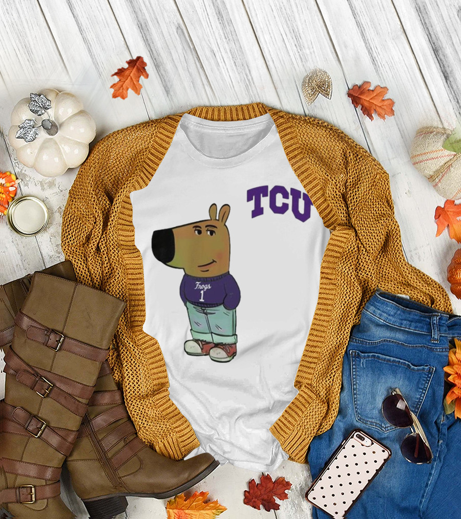 TCU Horned Frogs Chill Guy Cartoon Character in Frogs Jersey T-Shirt