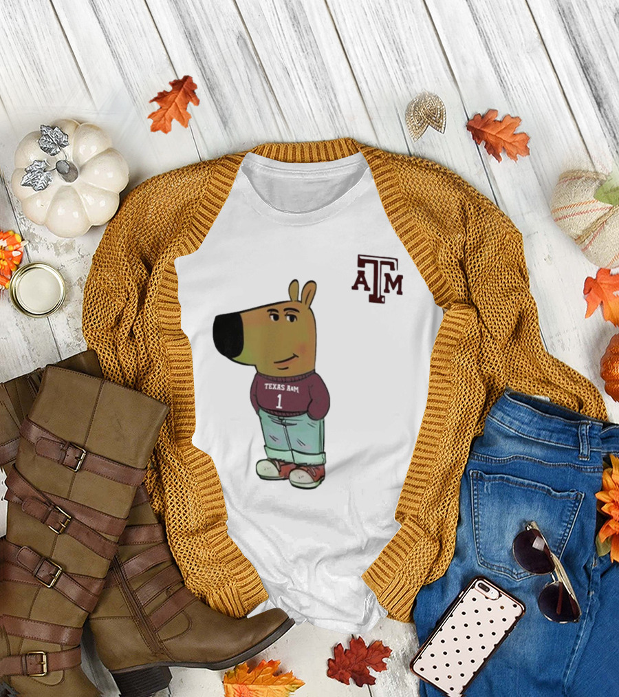 Texas A&M Aggies Chill Guy Character with A&M Logo and Jersey T-Shirt