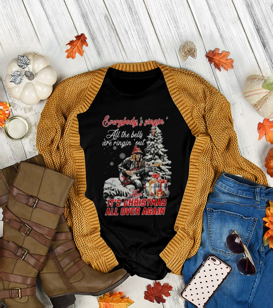 Everybody's Singin' All The Bells Are Ringin' Out It's Christmas All Over Again Tom Petty T-Shirt