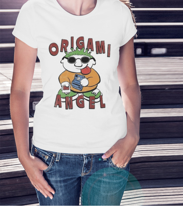 Origami Angel Cartoon Character With Camera And Sunglasses T-Shirt