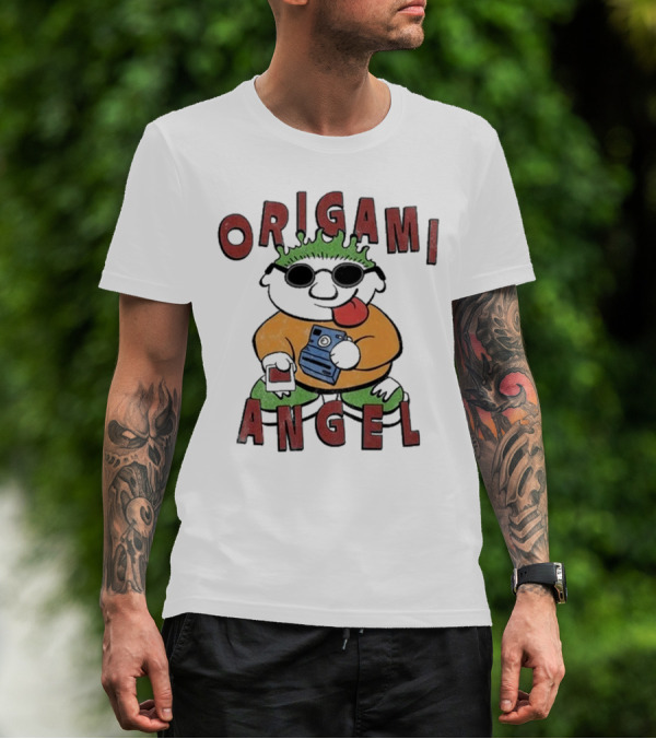 Origami Angel Cartoon Character With Camera And Sunglasses T-Shirt
