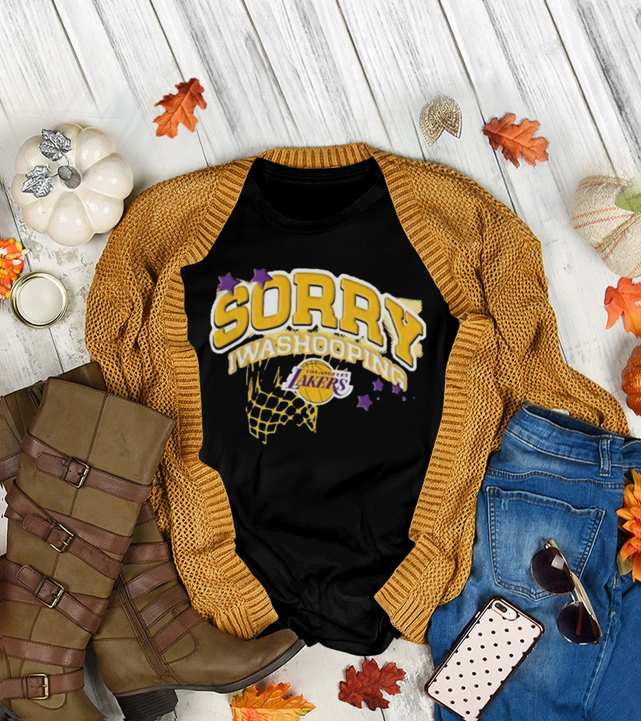Los Angeles Lakers Sorry I Was Hooping Basketball Net and Stars T-Shirt