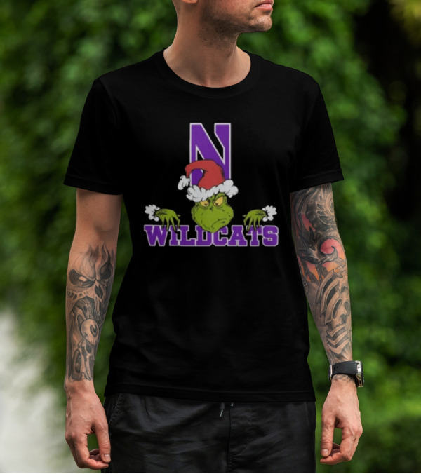 NCAA Northwestern Wildcats Grinch Christmas Football T-Shirt