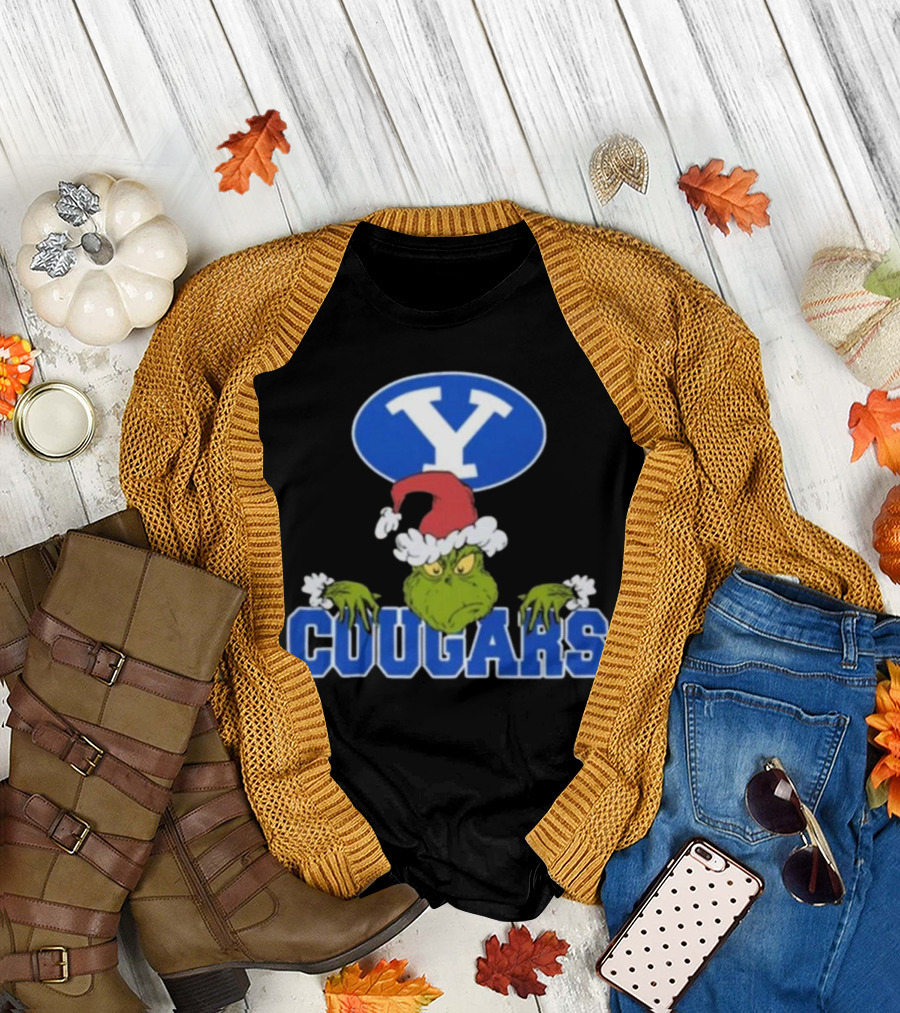 BYU Cougars Grinch Christmas NCAA Football T-Shirt