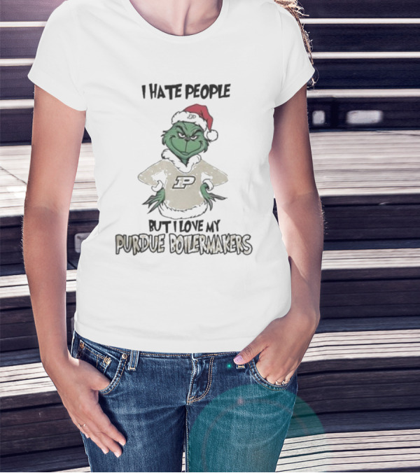 I Hate People But I Love My Purdue Boilermakers Grinch Christmas T-Shirt