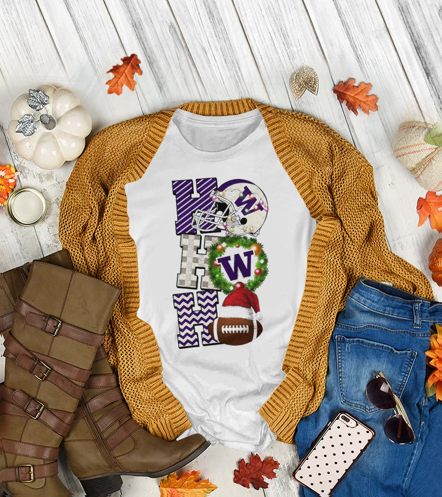 Washington Huskies Football Ho Ho Ho Christmas Game Day T-Shirt