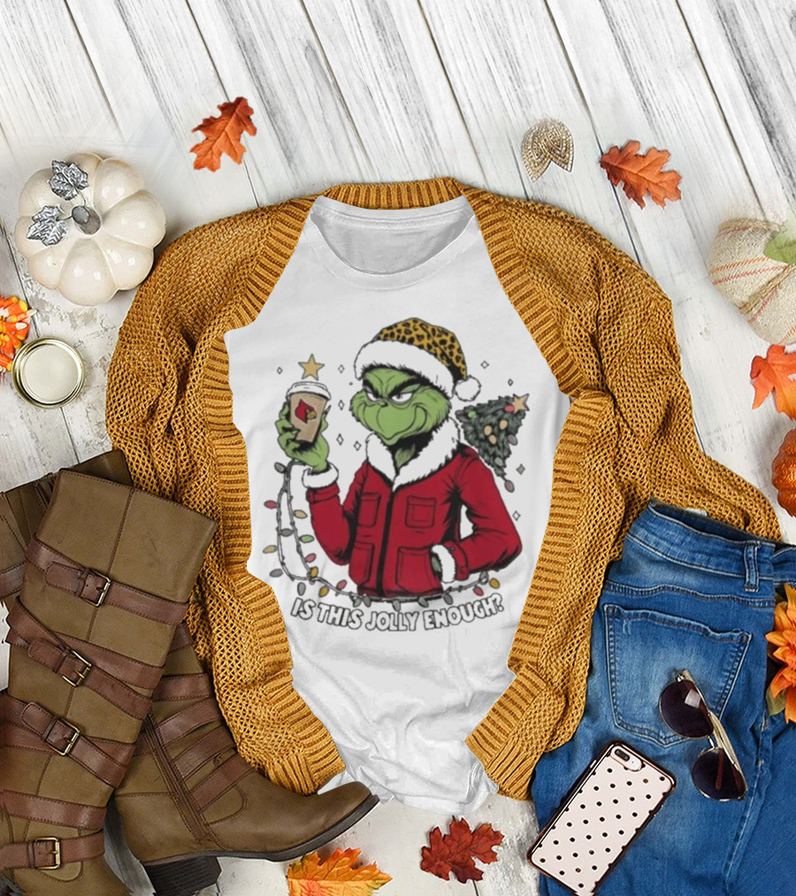 Louisville Cardinals Grinch Santa Is This Jolly Enough Merry Christmas T-Shirt