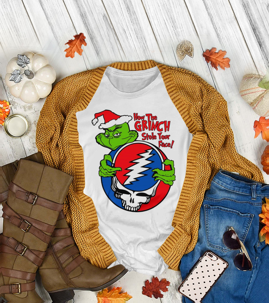 How The Grinch Stole Your Face Grateful Dead Christmas T-Shirt