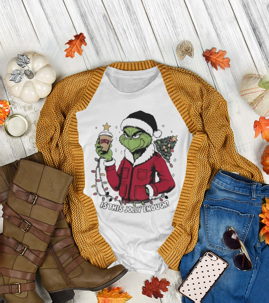 UNLV Rebels Grinch Is This Jolly Enough Merry Christmas Coffee Lights Tree T-Shirt
