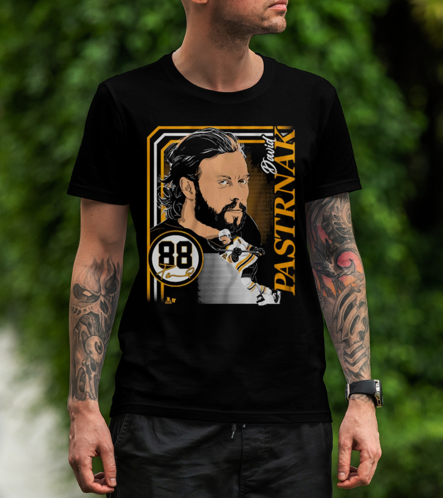 David Pastrnak 88 Hockey Illustration Collage T-Shirt