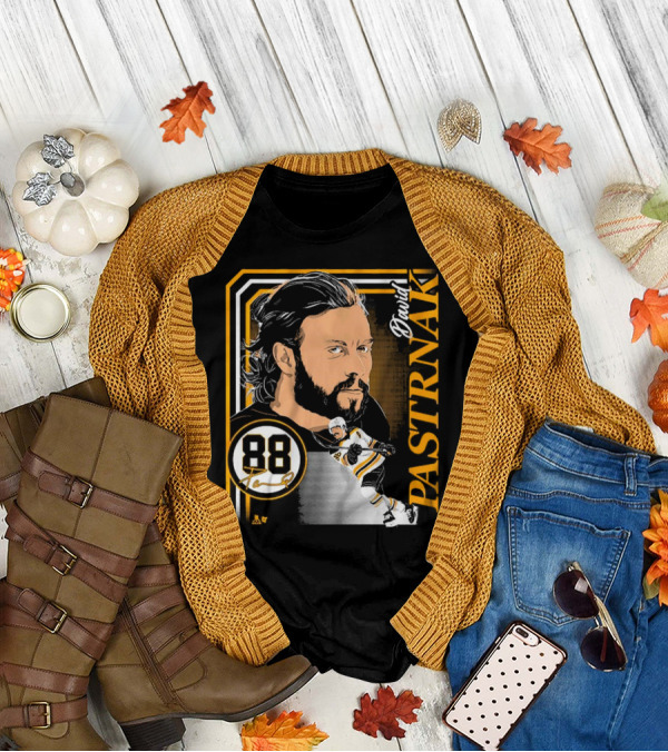 David Pastrnak 88 Hockey Illustration Collage T-Shirt