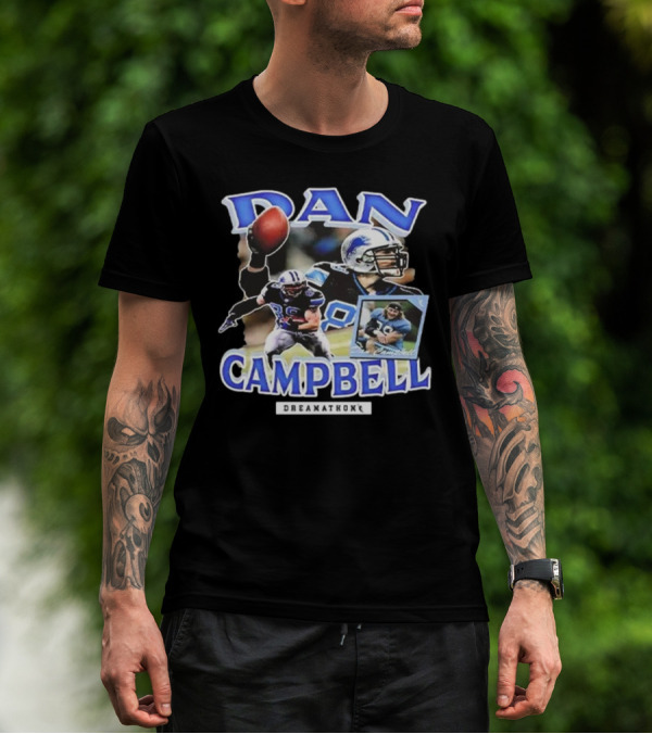 Dan Campbell Dreamathon Football Player Action Collage T-Shirt