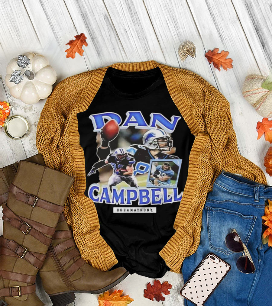 Dan Campbell Dreamathon Football Player Action Collage T-Shirt