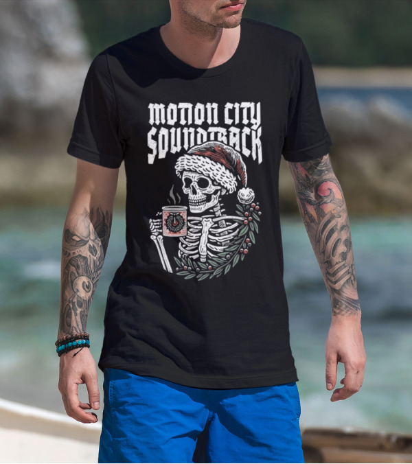 Motion City Soundtrack Skeleton Santa Hat Hot Cocoa Christmas T-Shirt