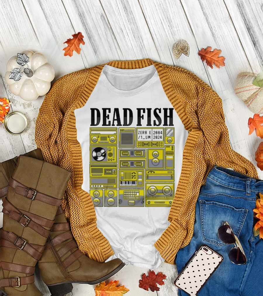 Dead Fish 2084 2024 Zero Sum Cassette Boombox Vinyl Music Elements T-Shirt