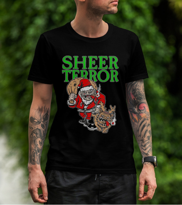 Screw Yule Sheer Terror Santa With Angry Reindeer T-Shirt