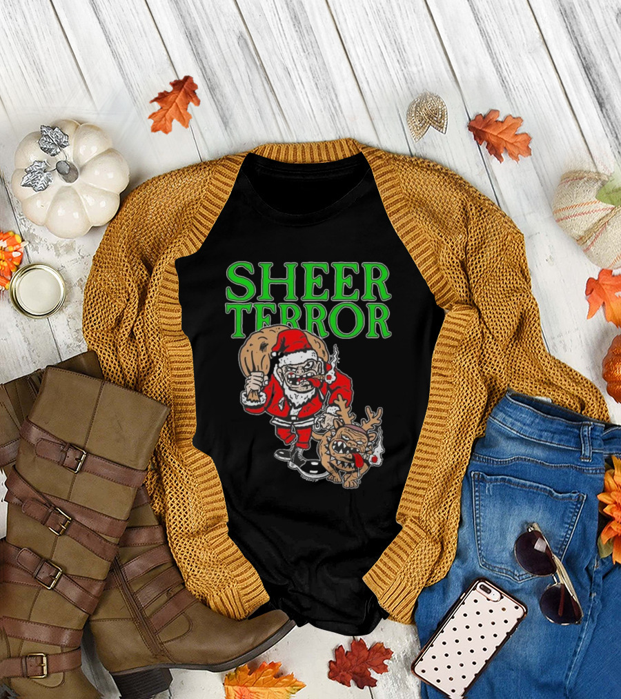 Screw Yule Sheer Terror Santa with Angry Reindeer T-Shirt