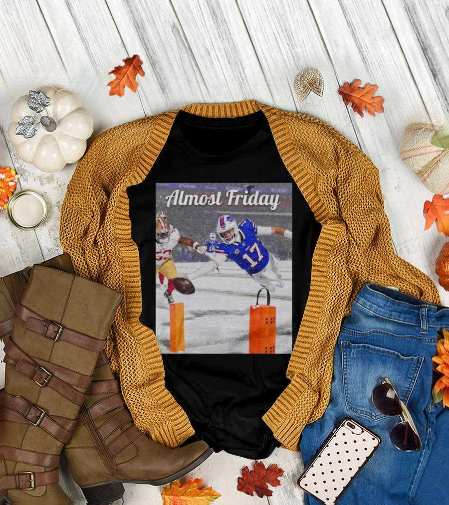 Almost Friday Josh Allen Diving Touchdown Snow Football T-Shirt