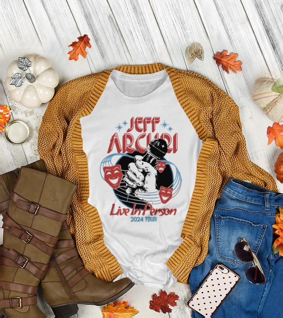 Jeff Arcuri Live In Person 2024 Tour Microphone Comedy Masks T-Shirt