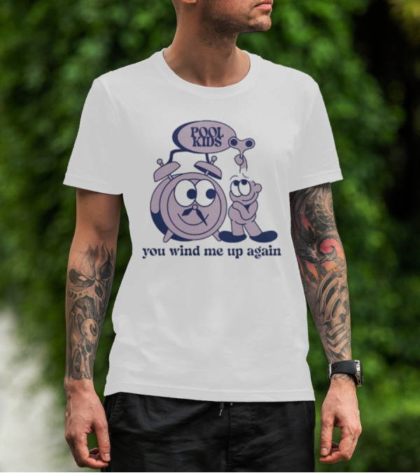 POOK KIDS Cartoon Clock Character You Wind Me Up Again T-Shirt