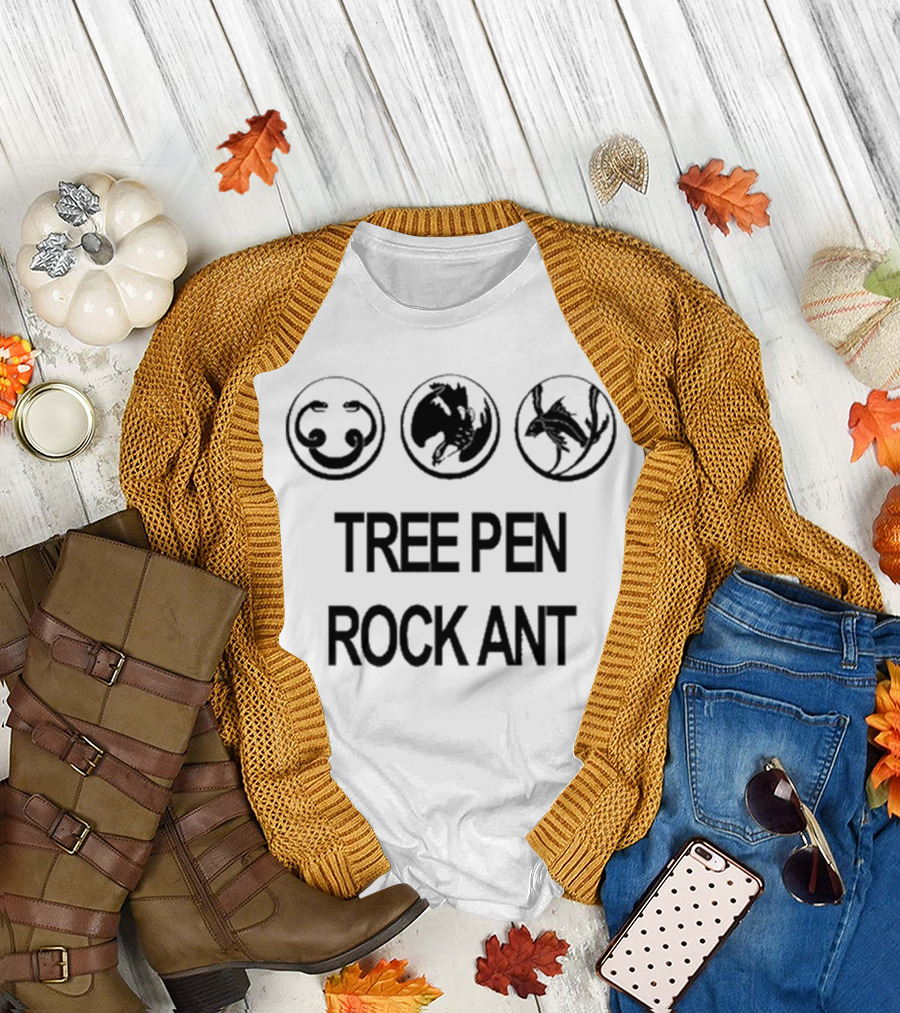 Tree Pen Rock Ant Symbolic Circles T-Shirt