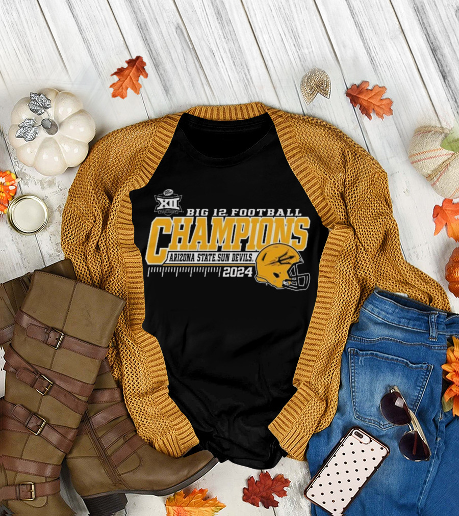 Arizona State Sun Devils 2024 Big 12 Football Champions Locker Room T-Shirt