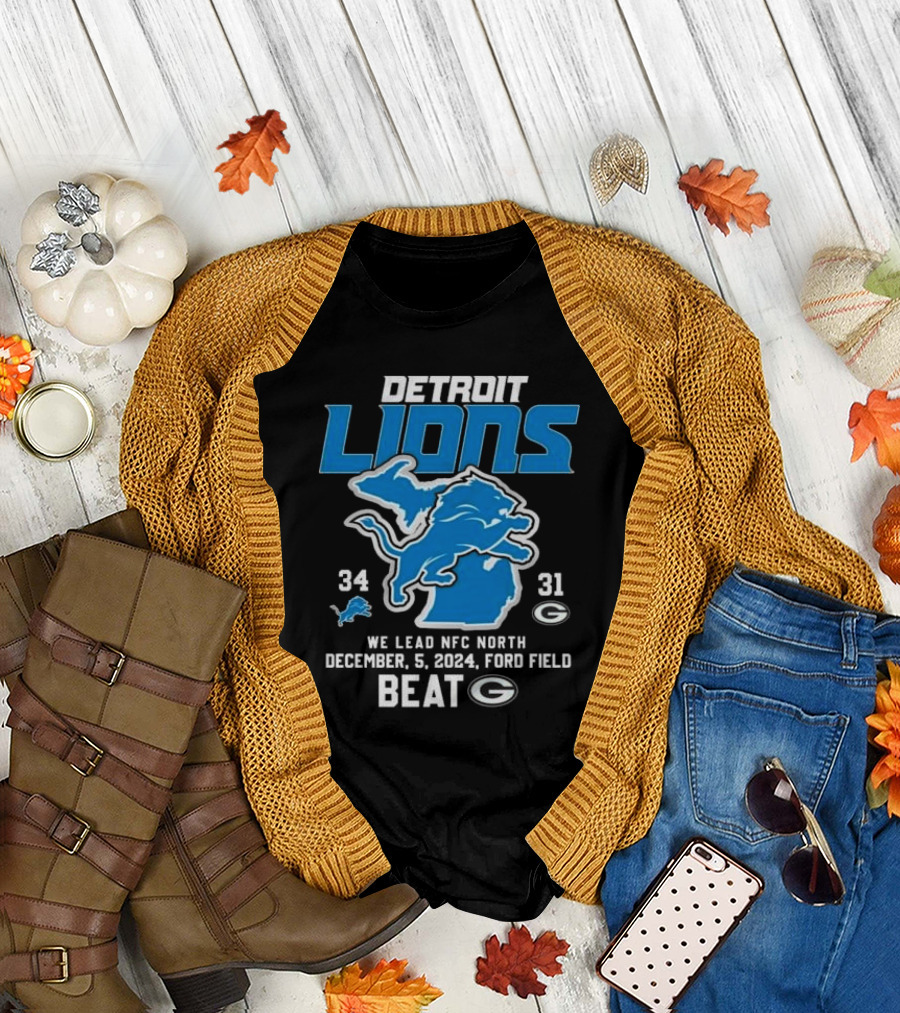 Detroit Lions We Lead NFC North December 5 2024 Ford Field Beat Packers T-Shirt