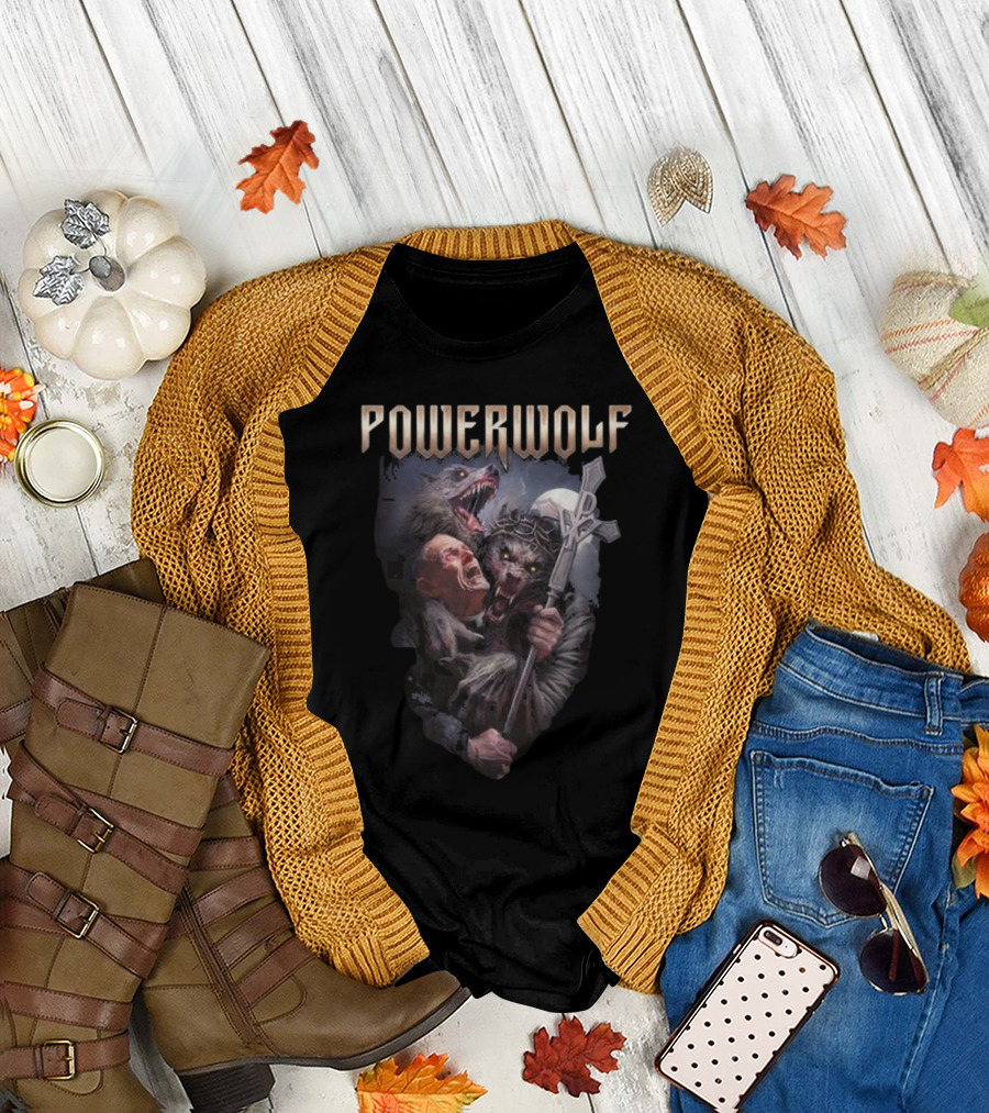 Powerwolf Thunder Priest Monster Battle with Fierce Wolves T-Shirt