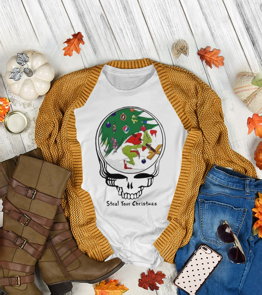 Grateful Dead Grinch Stealie Steal Your Christmas 2024 Holiday T-Shirt